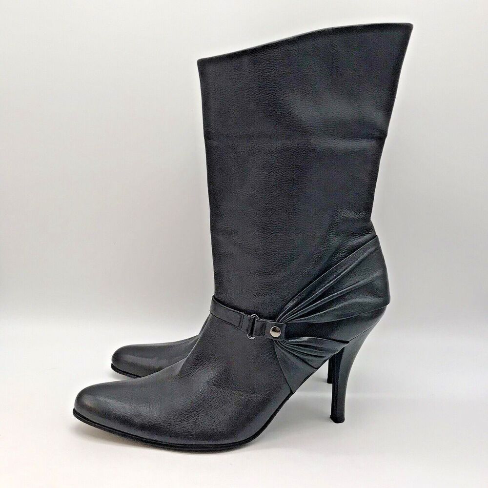 Cole Haan Lizeth Black Boots Nappa Leather Slouchy Women's 10 B Stiletto Heels